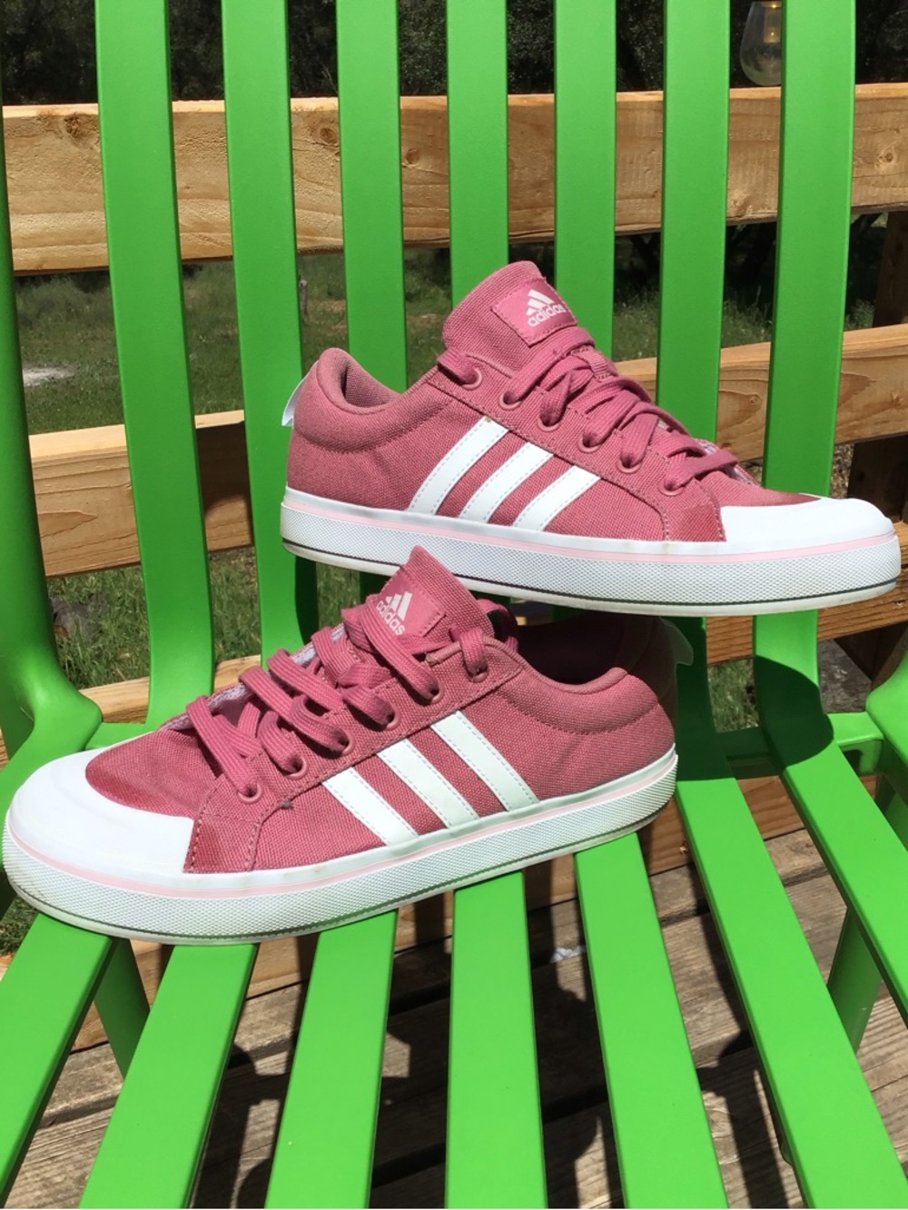 adidas Women's Rose Pink Low-Top Canvas Sneakers with White Stripes